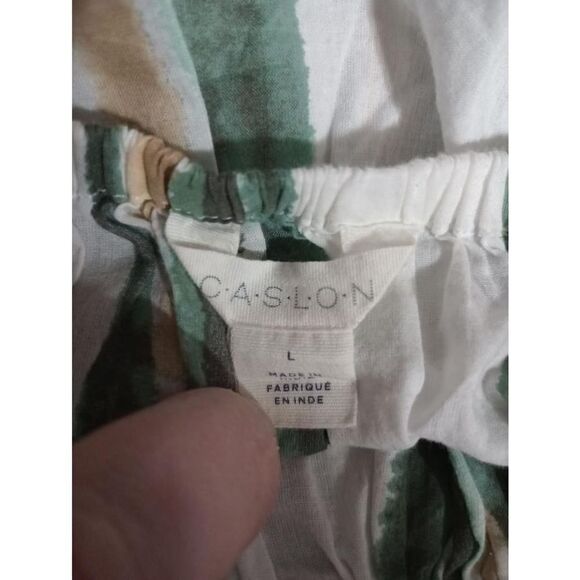 Caslon Shirt Ladies Large White Green Striped Off Shoulder Semi Sheer - Picture 6 of 8